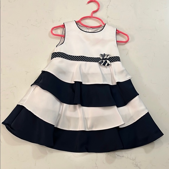 Dorissa Other - Dorissa Blue and White Sleeveless A-Line Dress